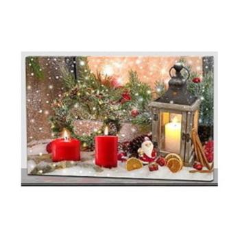 LED Bild "Kerzen und Laterne"